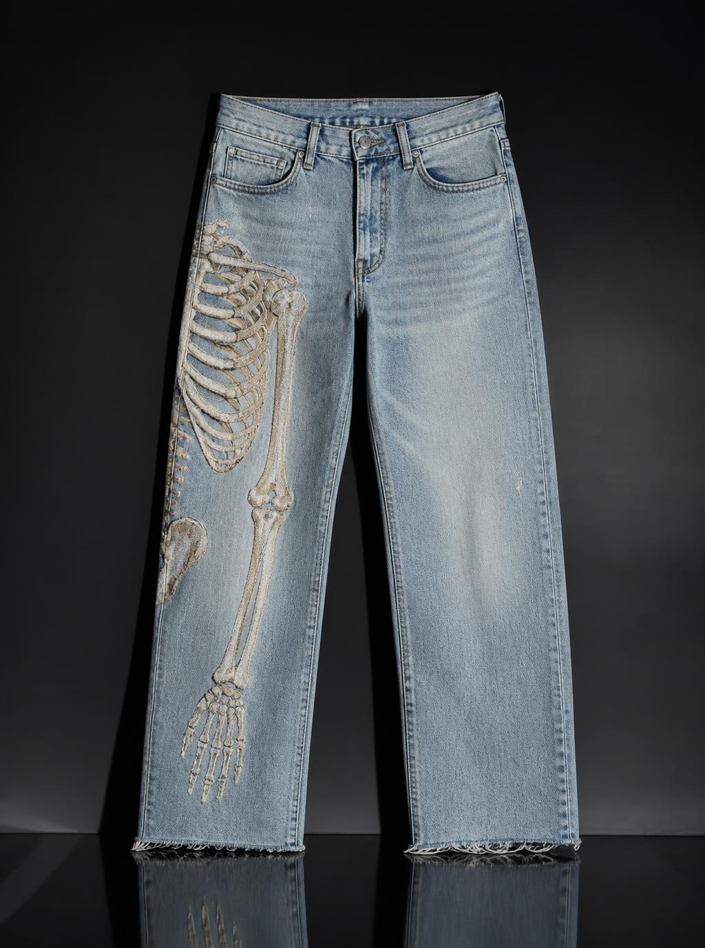 Skeleton Embroidered Jean