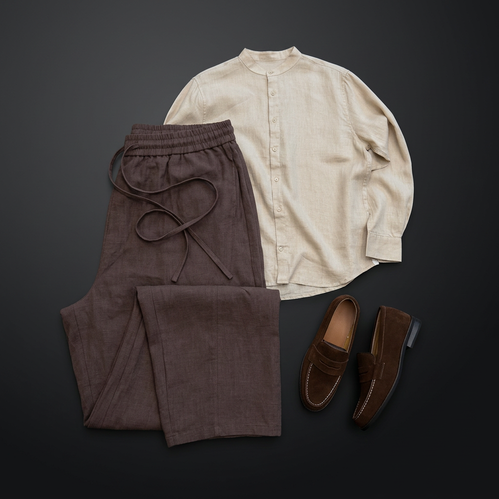 Linen Grandad Shirt Set